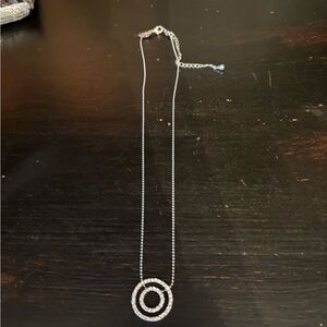 Chic Silver Double Circle Pendant Necklace